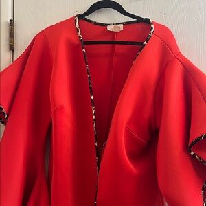 Vibrant Red Kimono-Style Jacket